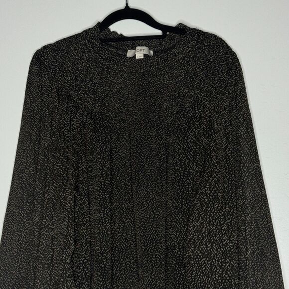 LOFT Smocked Yoke Chiffon Long Sleeve Blouse Women's Size Large - Picture 4 of 9